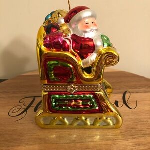 Festive Santa Sleigh Ornament Trinket Box Musical